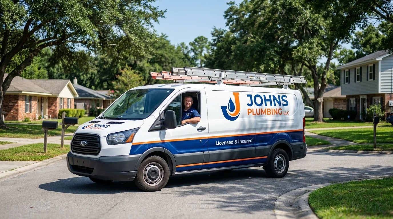 Johns Plumbing LLC service van in Erie, PA